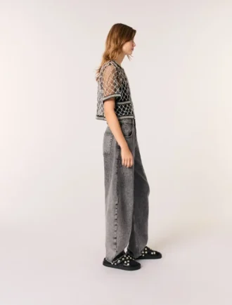 Embroidered tulle top