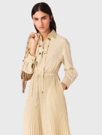 Eyelet pleated maxi dress
