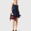 Flared embroidered denim dress Flared embroidered denim dress