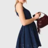 Flared embroidered denim dress Flared embroidered denim dress