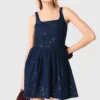 Flared embroidered denim dress Flared embroidered denim dress