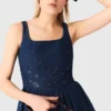 Flared embroidered denim dress Flared embroidered denim dress