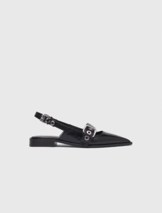 Flat leather strap slingbacks