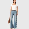 Floral embroidered wide-leg jeans Floral embroidered wide-leg jeans