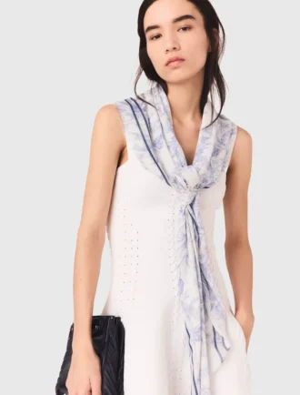 Floral print wool blend shawl