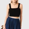Knitted crop top with straps Knitted crop top with straps