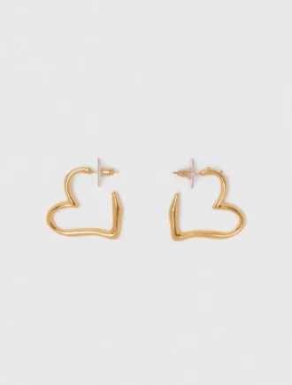 Gold-plated heart hoop earrings