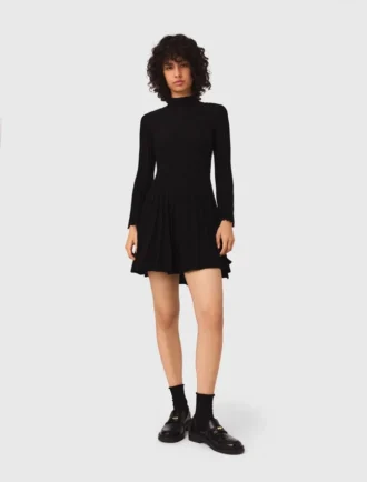 High-neck mini skater dress