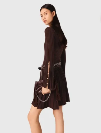 High-neck mini skater dress