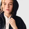 Hooded windbreaker with rhinestones Hooded windbreaker with rhinestones