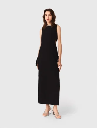 Jewel-collar maxi dress