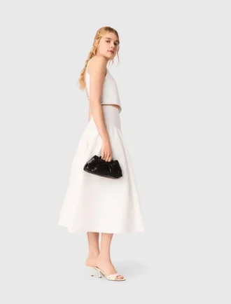 Jewelled collar taffeta crop top