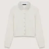 Knit cardigan with removable collar Knit cardigan with removable collar