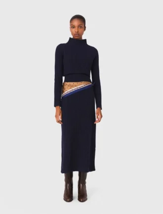 Knit maxi dress with removable sweater