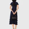 Knit maxi dress with ruffles