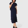 Knit maxi dress with ruffles