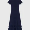 Knit maxi dress with ruffles