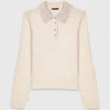 Knit polo shirt with rhinestone collar Knit polo shirt with rhinestone collar