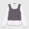 Knit top with removable shirt Knit top with removable shirt