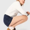 Layered effect embellished skort Layered effect embellished skort