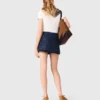 Layered effect embroidered denim skort Layered effect embroidered denim skort