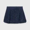 Layered effect embroidered denim skort Layered effect embroidered denim skort