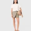 Layered linen blend shorts