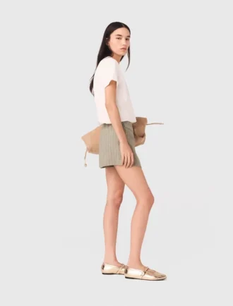 Layered linen blend shorts