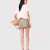 Layered linen blend shorts