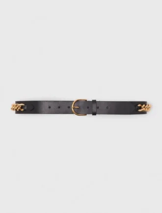 Leather belt with chain details Leather belt with chain details