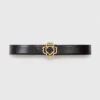 Leather belt with Clover logo Leather belt with Clover logo