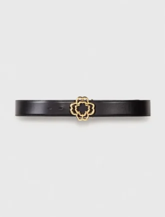 Leather belt with Clover logo Leather belt with Clover logo
