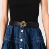 Leather belt with Clover logo Leather belt with Clover logo