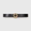 Leather belt with Clover logo Leather belt with Clover logo