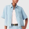 Cropped rhinestone denim shirt Cropped rhinestone denim shirt