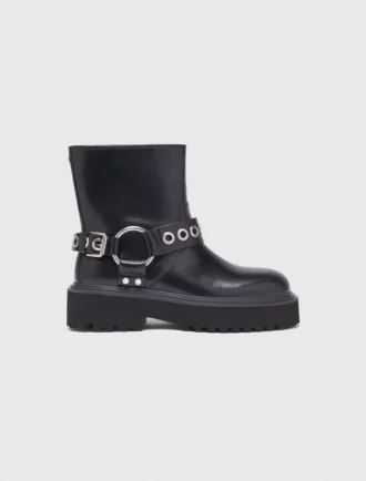 Leather biker boots