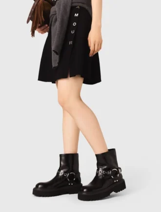 Leather biker boots