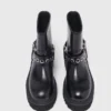Leather biker boots