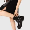 Leather biker boots