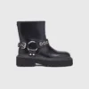 Leather biker boots