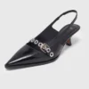 Leather pumps with eyelet strap Leather pumps with eyelet strap
