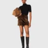 Leopard faux fur mini skirt Leopard faux fur mini skirt
