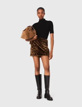 Leopard faux fur mini skirt Leopard faux fur mini skirt