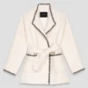 Lined coat with contrasting ribbon Lined coat with contrasting ribbon