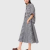 Linen-blend midi skirt