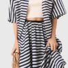Linen-blend midi skirt