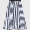Linen-blend midi skirt