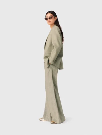 Linen-blend suit trousers