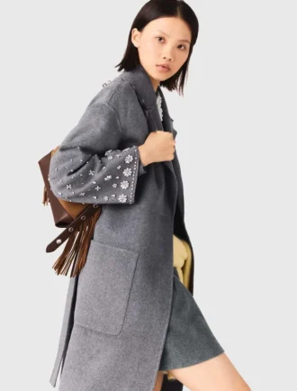 Long double-faced rhinestone coat