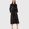 Long leather trench coat
